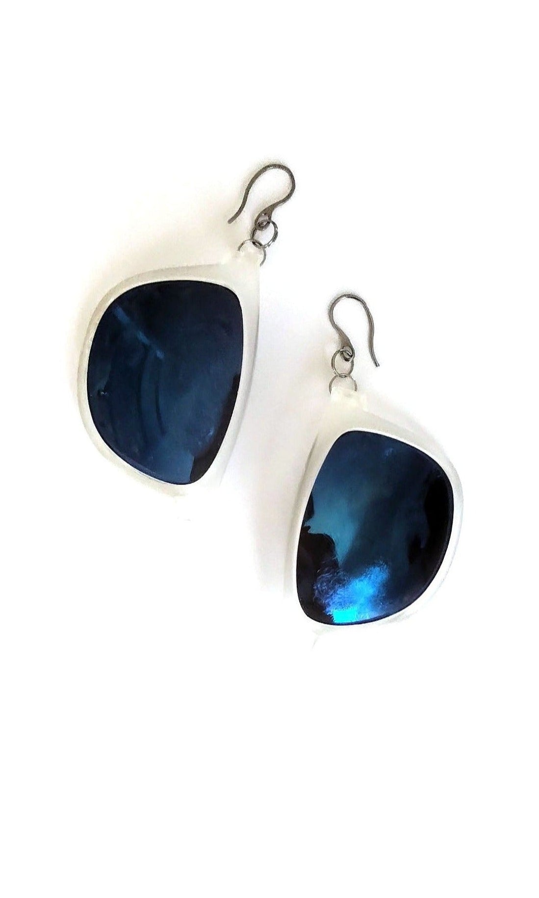 Uni-Verres-bleu | boucles d'oreilles